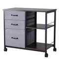 Mobile Metal File Cabinet 3 Drawer 2 Shelf Brown