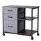 Mobile Metal File Cabinet 3 Drawer 2 Shelf Brown