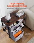 Mobile Metal File Cabinet 3 Drawer 2 Shelf Brown