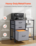 Mobile Metal File Cabinet 3 Drawer 2 Shelf Brown