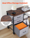 Mobile Metal File Cabinet 3 Drawer 2 Shelf Brown