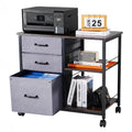 Mobile Metal File Cabinet 3 Drawer 2 Shelf Brown
