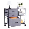 Mobile Metal File Cabinet 3 Drawer 2 Shelf Brown