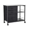 Mobile Metal File Cabinet with 3 Fabric Drawers and 2 Open Shelves Black