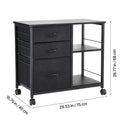 Mobile Metal File Cabinet with 3 Fabric Drawers and 2 Open Shelves Black
