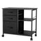 Mobile Metal File Cabinet 3 Fabric Drawers 2 Shelves Black