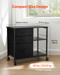 Mobile Metal File Cabinet 3 Fabric Drawers 2 Shelves Black