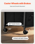 Mobile Metal File Cabinet 3 Fabric Drawers 2 Shelves Black