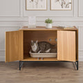 Artiss 80cm Cat Litter Box Furniture Cabinet with Scratch Pad Storage