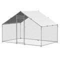 Metal Chicken Coop, 9.8x6.5x6.5ft Large Walk-in Chicken Runs with Cover, Spire Roof Hen House Enclosure with Security Lock, Outdoor Duck Rabbit Cage Poultry Pen for Backyard, Farm, Yard