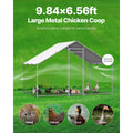 Metal Chicken Coop, 9.8x6.5x6.5ft Large Walk-in Chicken Runs with Cover, Spire Roof Hen House Enclosure with Security Lock, Outdoor Duck Rabbit Cage Poultry Pen for Backyard, Farm, Yard
