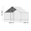 Metal Chicken Coop, 9.8x6.5x6.5ft Large Walk-in Chicken Runs with Cover, Spire Roof Hen House Enclosure with Security Lock, Outdoor Duck Rabbit Cage Poultry Pen for Backyard, Farm, Yard