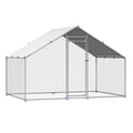 Metal Chicken Coop, 9.8x6.5x6.5ft Large Walk-in Chicken Runs with Cover, Spire Roof Hen House Enclosure with Security Lock, Outdoor Duck Rabbit Cage Poultry Pen for Backyard, Farm, Yard