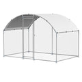 Metal Chicken Coop, 9.8x6.5x6.5ft Large Walk-in Chicken Runs with Cover, Doom Roof Hen House Enclosure with Security Lock, Outdoor Duck Rabbit Cage Poultry Pen for Backyard, Farm, Yard