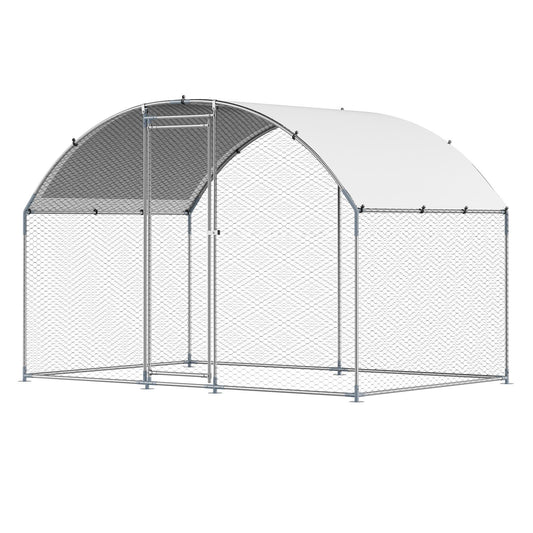 Metal Chicken Coop 9.8x6.5ft Walk-in Dome Roof Hen House Duck Rabbit