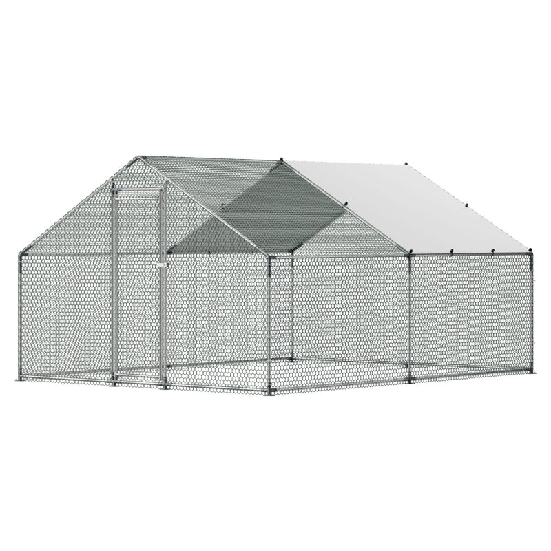 Metal Chicken Coop 9.8x13.1x6.5ft Walk-in Hen House Duck Rabbit Cage