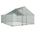 Metal Chicken Coop 9.8x13.1x6.5ft Walk-in Hen House Duck Rabbit Cage