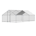 Metal Chicken Coop 9.8x19.6x6.5ft Walk-in Run Spire Roof