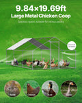 Metal Chicken Coop 9.8x19.6x6.5ft Walk-in Run Spire Roof