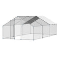 Metal Chicken Coop 9.8x19.6x6.5ft Walk-in Run Spire Roof