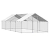 Metal Chicken Coop, 9.8x26.2x6.5 ft Large Walk-in Chicken Runs with Cover, Spire Roof Hen House Enclosure with Security Lock, Outdoor Duck Rabbit Cage Poultry Pen for Backyard, Farm, Yard