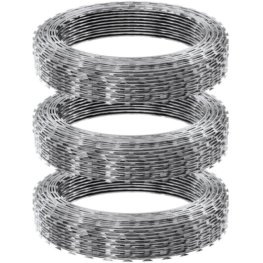 Razor Wire 147ft 3 Rolls Double Spiral Barbed Wire Fencing