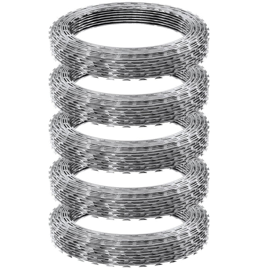 Razor Wire Barbed 246ft 5 Rolls Galvanized Fence Garden