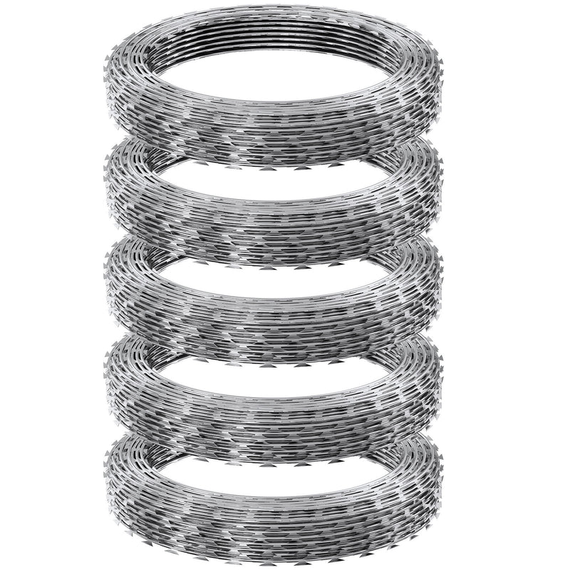Razor Wire Barbed 246ft 5 Rolls Galvanized Fence Garden