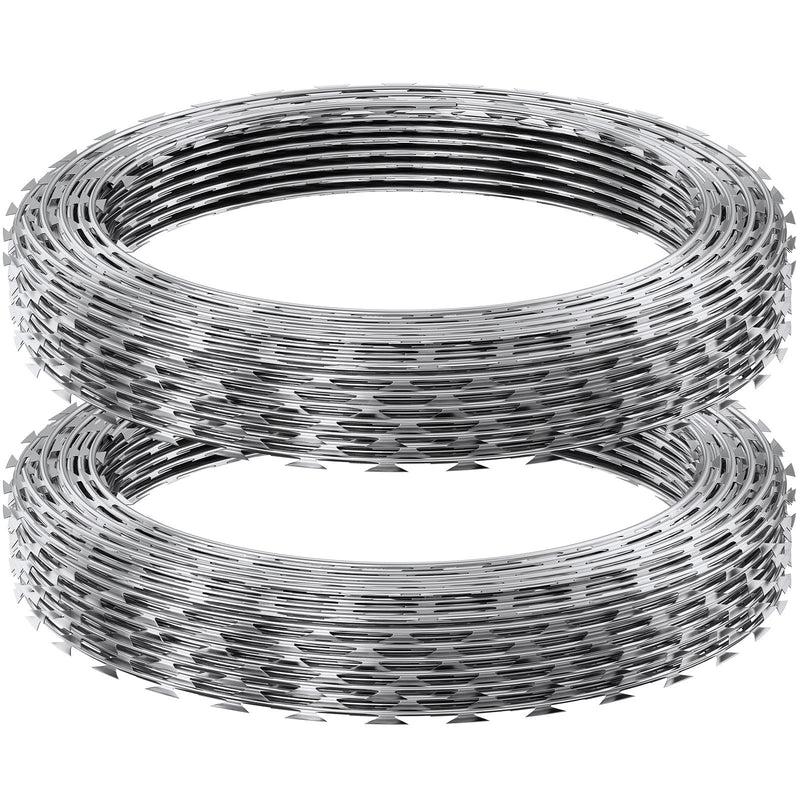 Razor Wire 98ft Galvanized Barbed Fencing 2 Rolls Garden