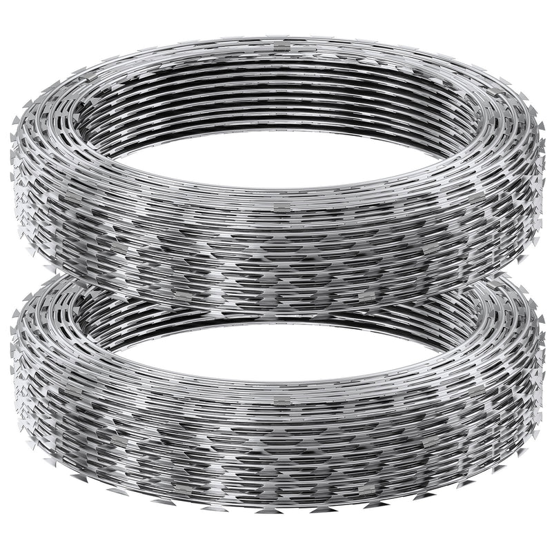 Razor Wire 2 Rolls 98ft Double Spiral Galvanized Barbed Fencing