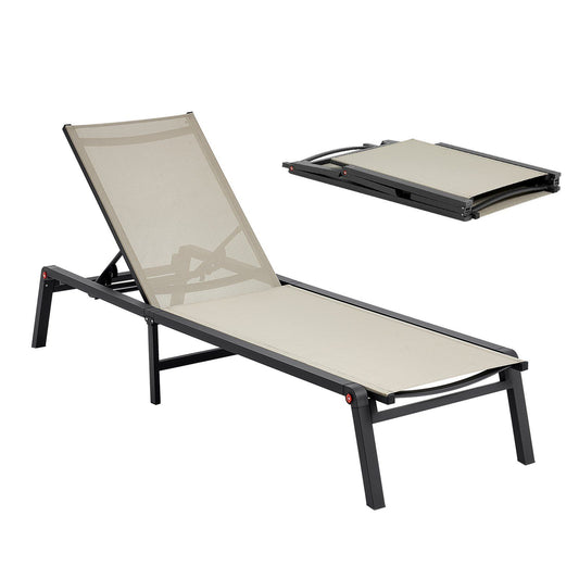 Outdoor Chaise Lounge Chair 181kg Foldable 5 Position Aluminum Pool