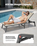 Outdoor Chaise Lounge Chair 181kg Foldable 5 Position Aluminum Pool
