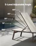 Outdoor Chaise Lounge Chair 181kg Foldable 5 Position Aluminum Pool
