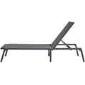 Aluminum Chaise Lounge 5-Position Adjustable Folding Pool Chair Dark Grey
