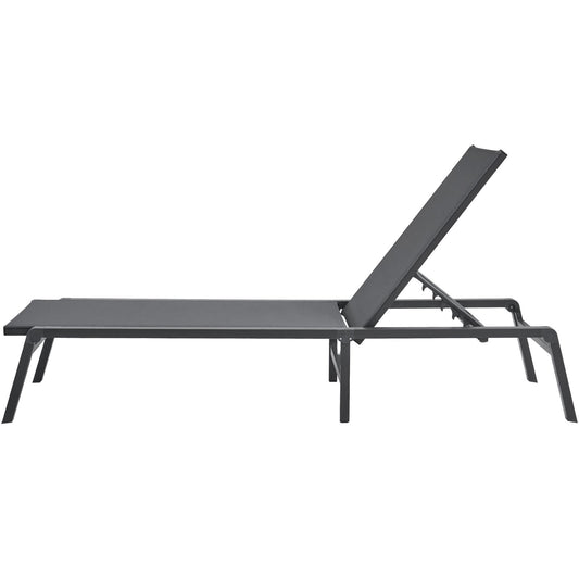Aluminum Chaise Lounge 5-Position Adjustable Folding Pool Chair Dark Grey