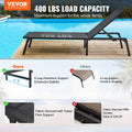 Aluminum Chaise Lounge 5-Position Adjustable Folding Pool Chair Dark Grey