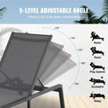 Aluminum Chaise Lounge 5-Position Adjustable Folding Pool Chair Dark Grey