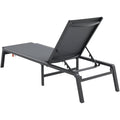 Aluminum Chaise Lounge 5-Position Adjustable Folding Pool Chair Dark Grey