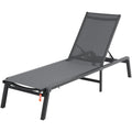 Aluminum Chaise Lounge 5-Position Adjustable Folding Pool Chair Dark Grey