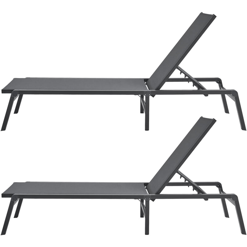 VEVOR Outdoor Chaise Lounge Chair 5-Position Adjustable 2 Pack