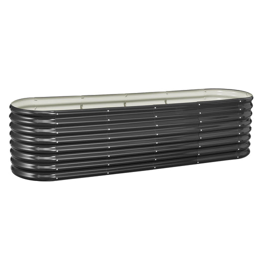Metal Raised Garden Bed 2.4x0.6x0.6m Oval Galvanized Dark Gray