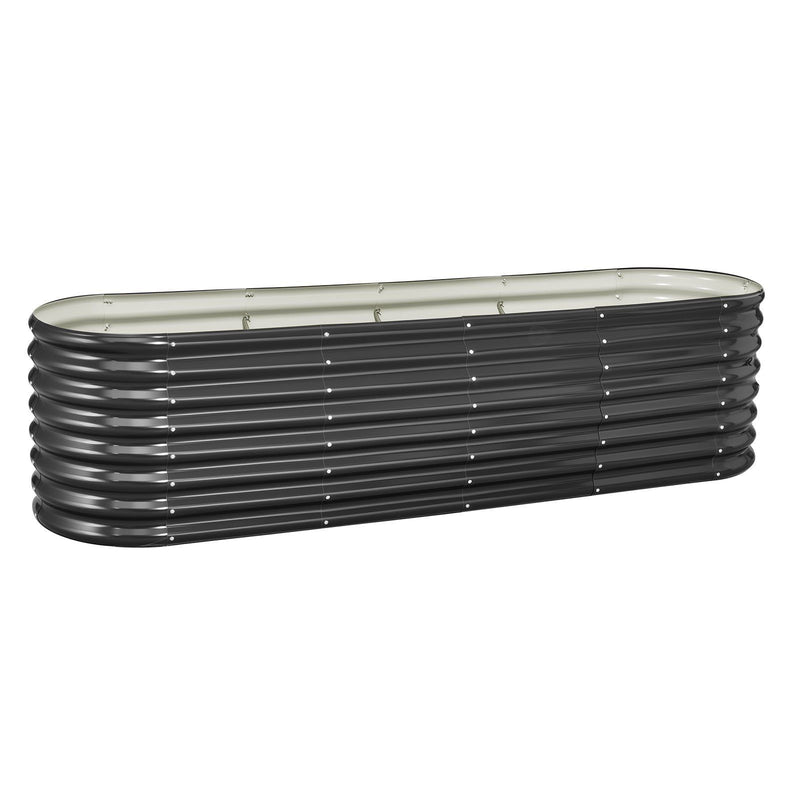 Metal Raised Garden Bed 2.4x0.6x0.6m Oval Galvanized Dark Gray