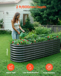 Metal Raised Garden Bed 2.4x0.6x0.6m Oval Galvanized Dark Gray