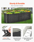 Metal Raised Garden Bed 2.4x0.6x0.6m Oval Galvanized Dark Gray