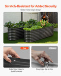 Metal Raised Garden Bed 2.4x0.6x0.6m Oval Galvanized Dark Gray