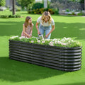 Metal Raised Garden Bed 2.4x0.6x0.6m Oval Galvanized Dark Gray