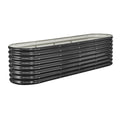 Metal Raised Garden Bed 2.4x0.6x0.6m Oval Galvanized Dark Gray