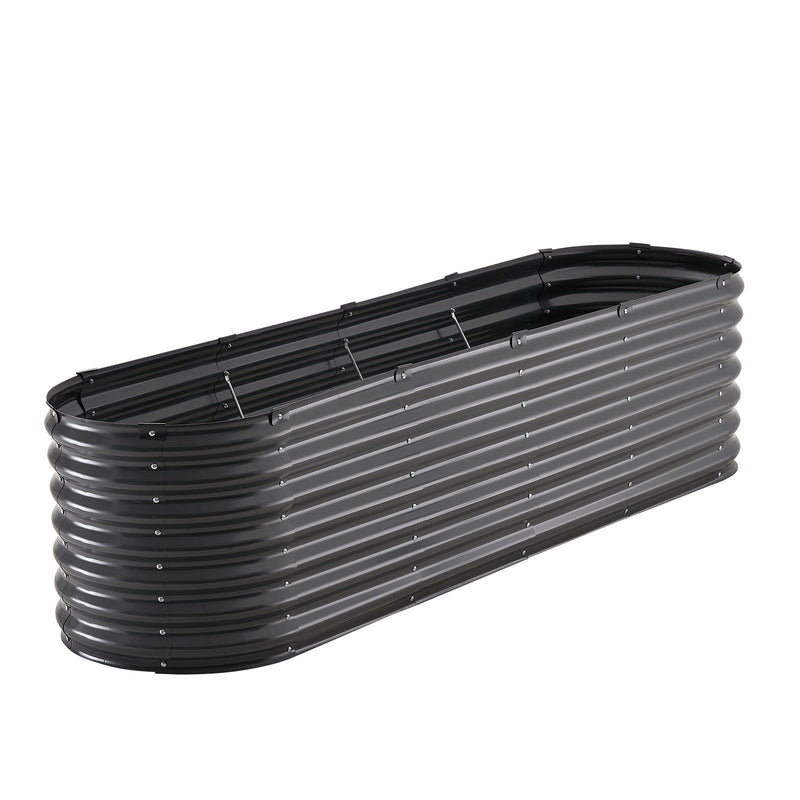Metal Raised Garden Bed 8x2x2ft Galvanized Planter Box Dark Gray
