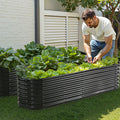Metal Raised Garden Bed 8x2x2ft Galvanized Planter Box Dark Gray
