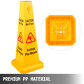 6x Yellow Wet Floor Safety Cones 66cm Bilingual Caution Signs Indoor Outdoor